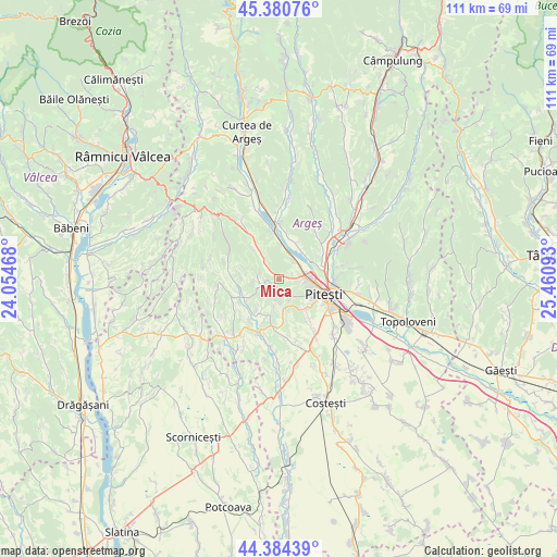 Mica on map