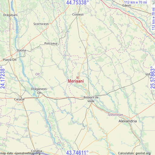 Merișani on map