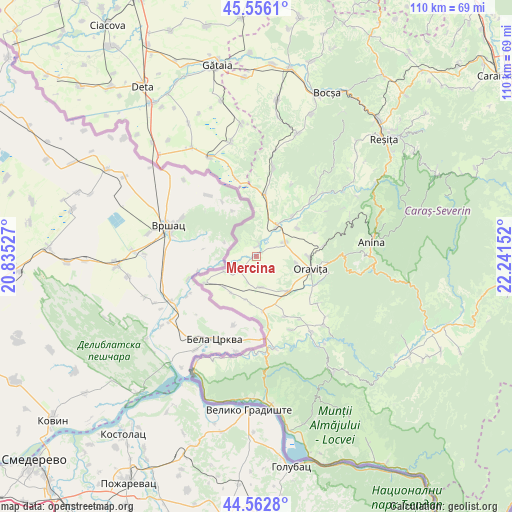 Mercina on map