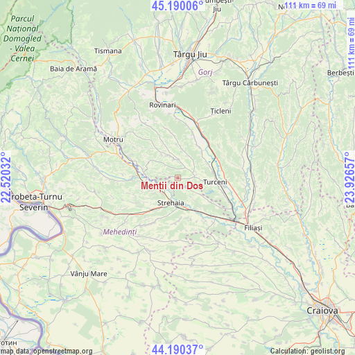 Menții din Dos on map