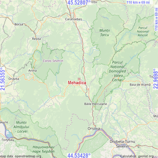 Mehadica on map