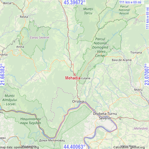 Mehadia on map