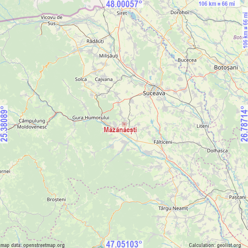 Măzănăești on map