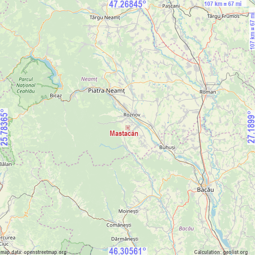 Mastacăn on map