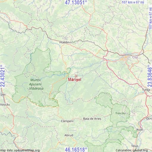 Mărişel on map