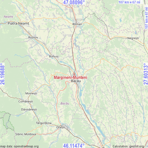 Mărgineni-Munteni on map