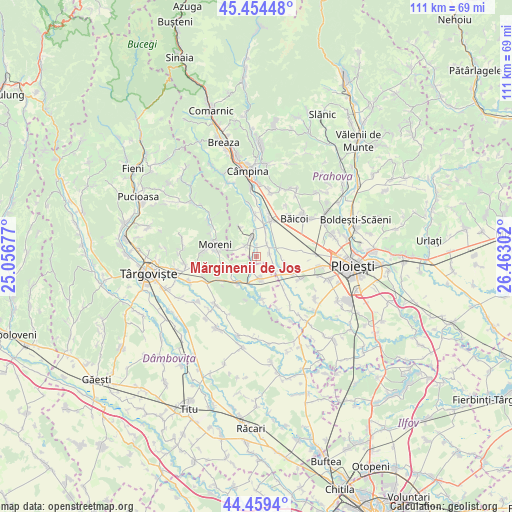 Mărginenii de Jos on map