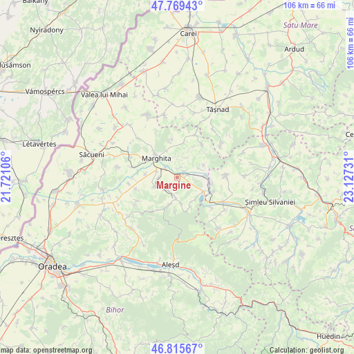 Margine on map