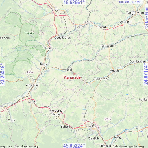 Mănărade on map