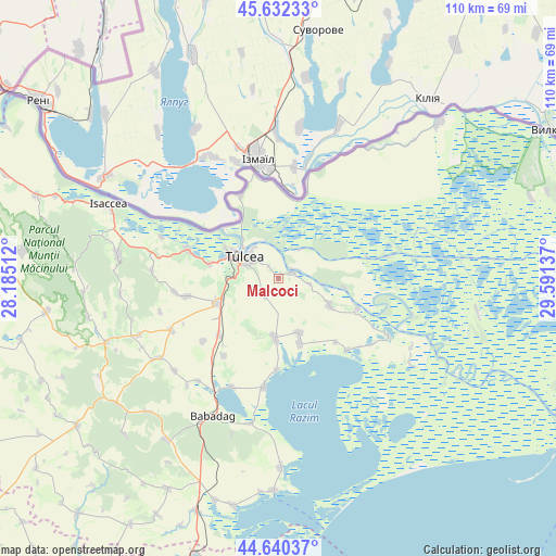 Malcoci on map