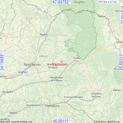 Măgherani on map