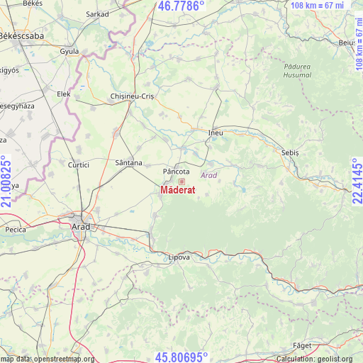 Măderat on map