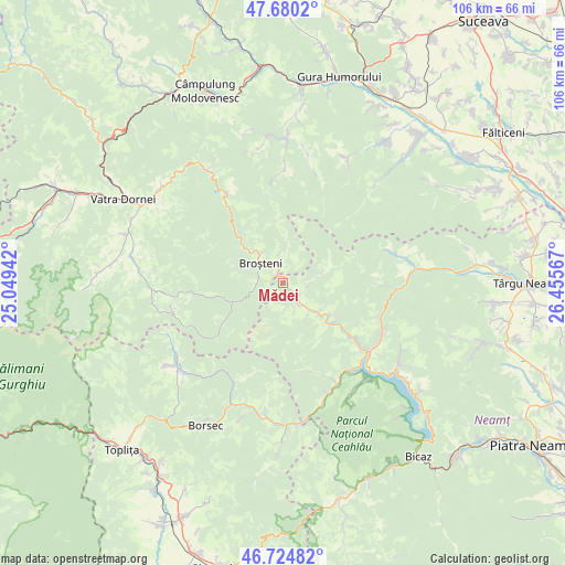 Mădei on map