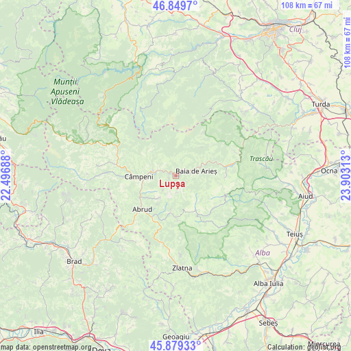 Lupşa on map