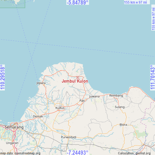 Jembul Kulon on map