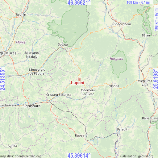 Lupeni on map