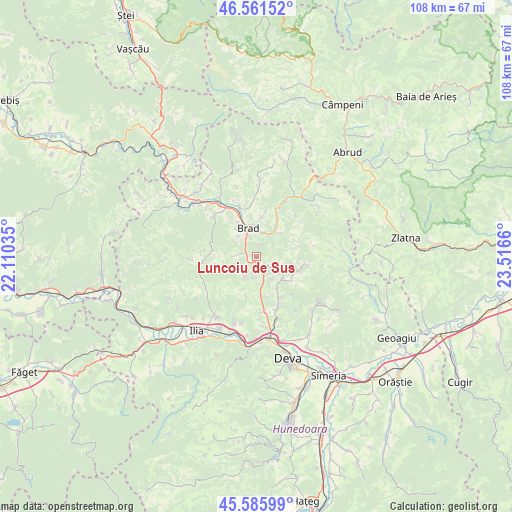 Luncoiu de Sus on map