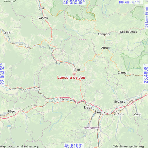 Luncoiu de Jos on map