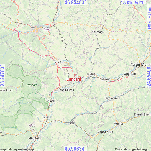 Luncani on map