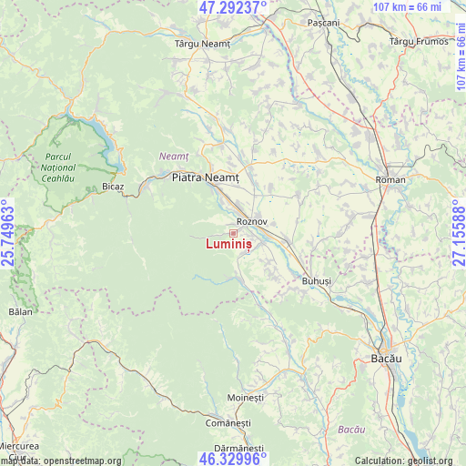 Luminiș on map