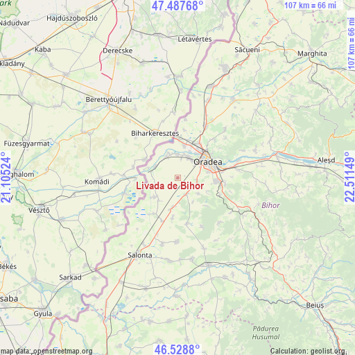 Livada de Bihor on map