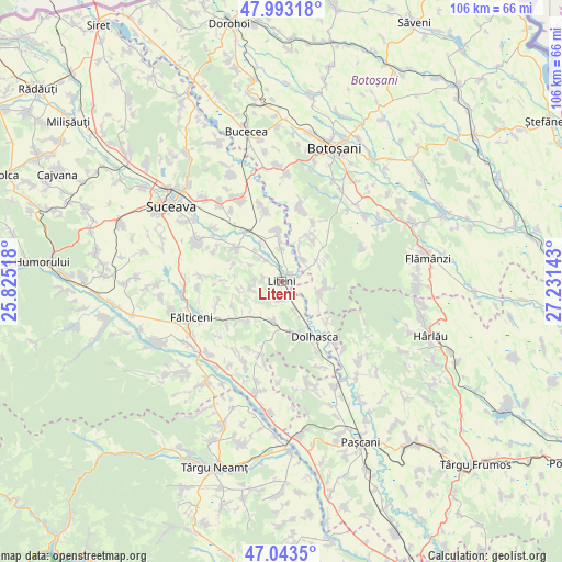 Liteni on map