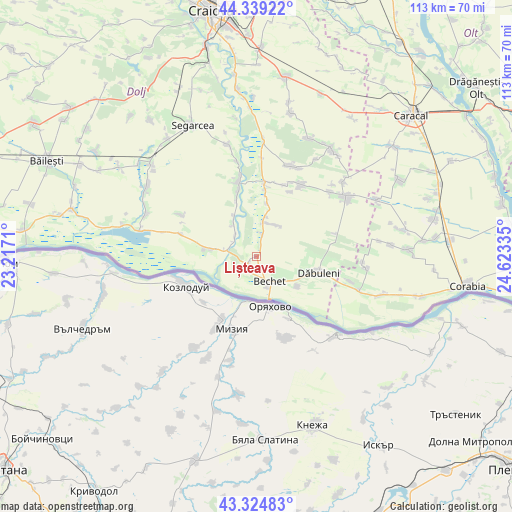 Lișteava on map