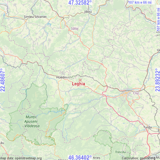 Leghia on map