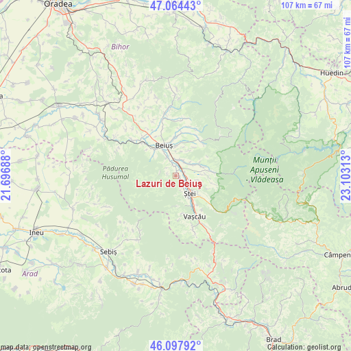 Lazuri de Beiuş on map