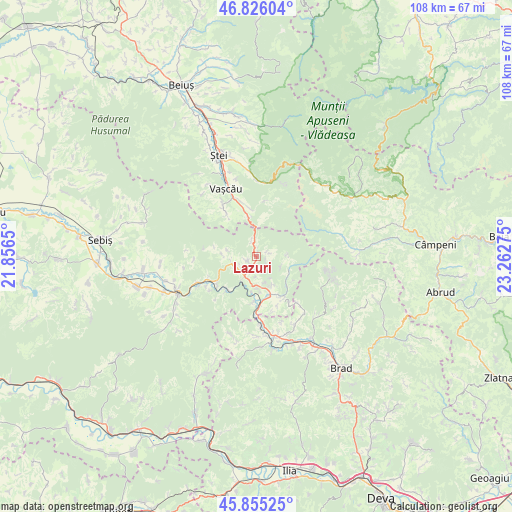 Lazuri on map