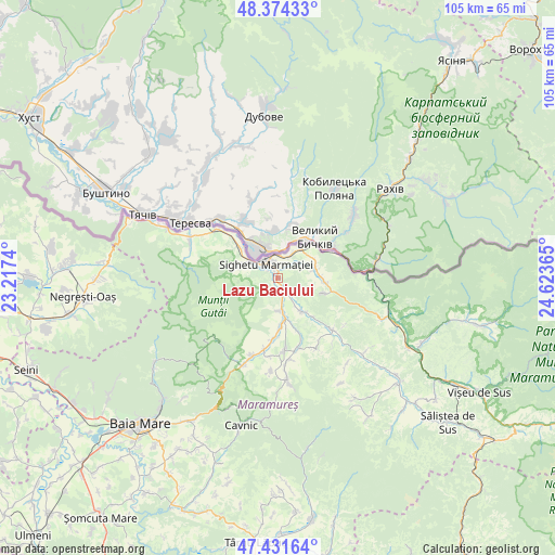 Lazu Baciului on map