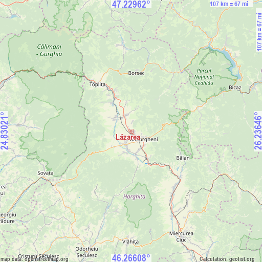 Lăzarea on map