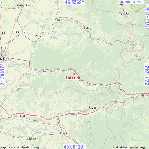 Lalașinț on map