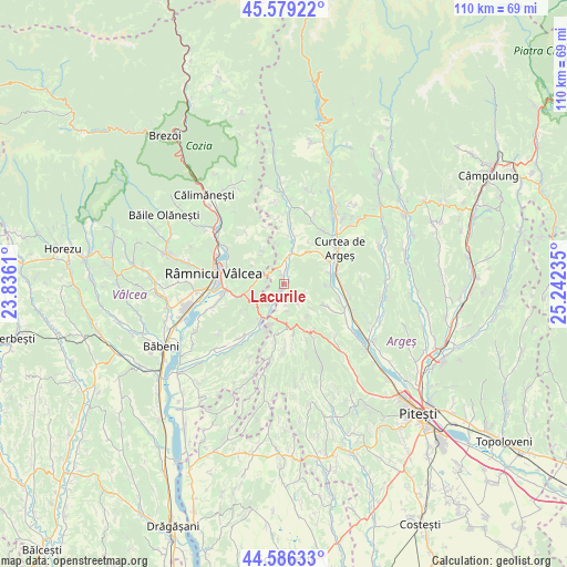 Lacurile on map