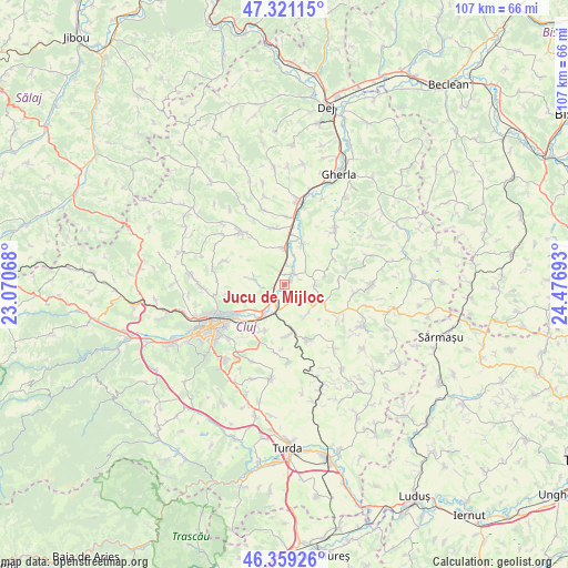 Jucu de Mijloc on map