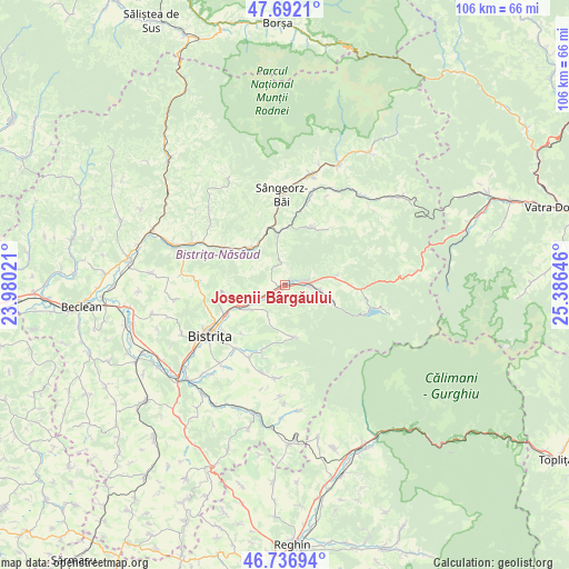 Josenii Bârgăului on map