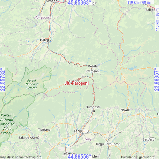 Jiu-Paroșeni on map