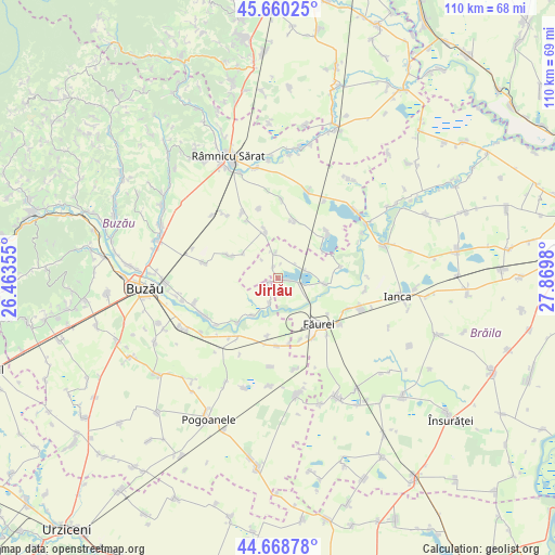 Jirlău on map