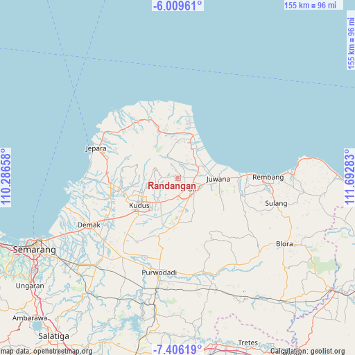 Randangan on map