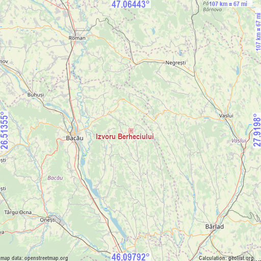 Izvoru Berheciului on map