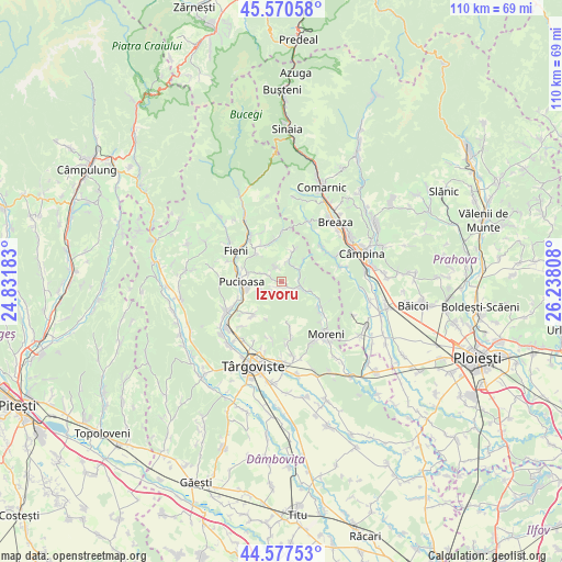 Izvoru on map