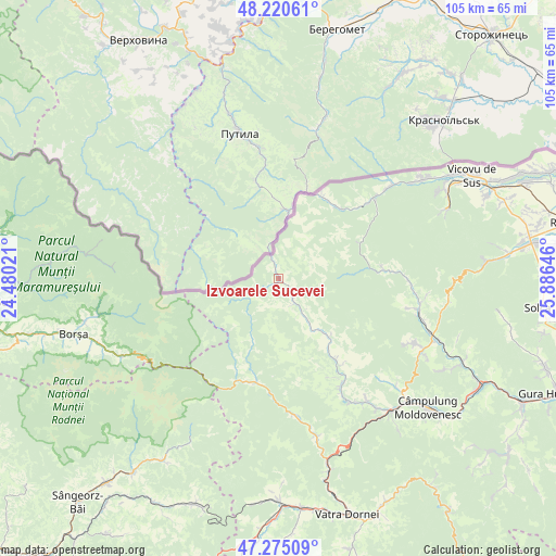 Izvoarele Sucevei on map