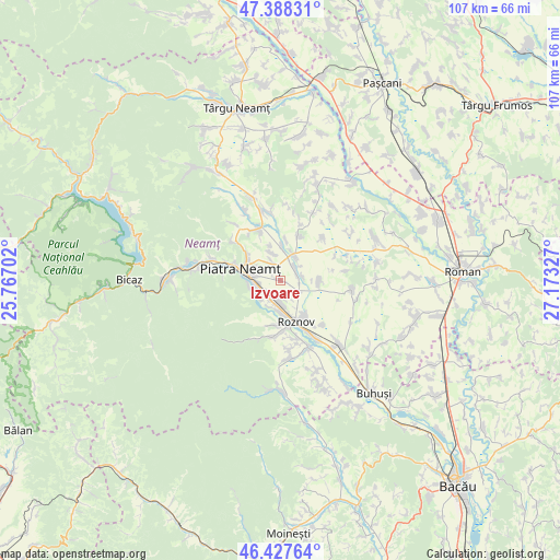 Izvoare on map