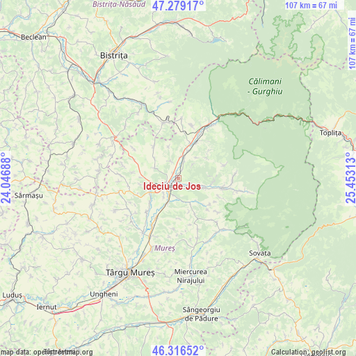 Ideciu de Jos on map