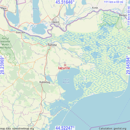 Iazurile on map