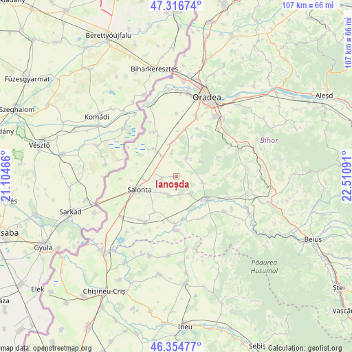 Ianoșda on map