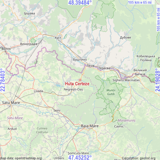 Huta Certeze on map