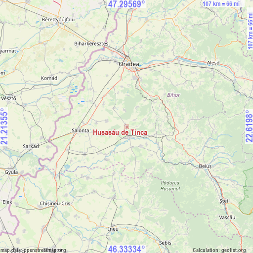 Husasău de Tinca on map