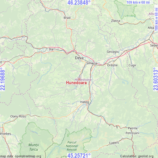 Hunedoara on map