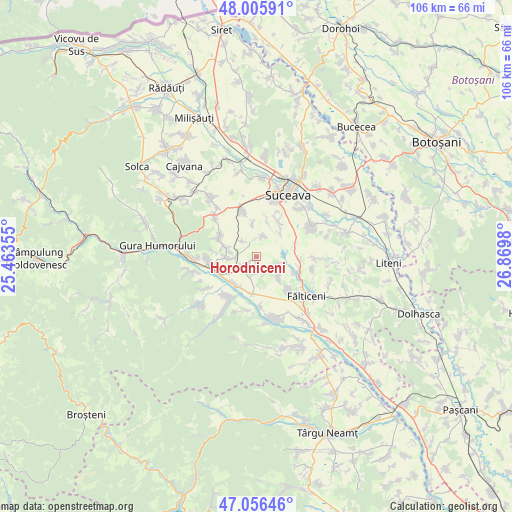 Horodniceni on map